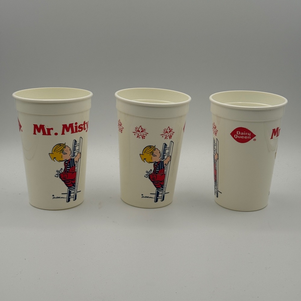 Vintage 80s Dairy Queen Plastic Cups Mr Misty Dennis the Menace Set of 3